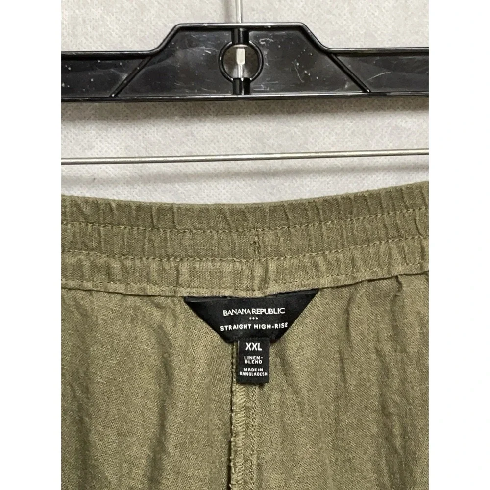 Banana Republic Pants Women 2XL Baggy Linen Blend Straight High Rise Drawstrings